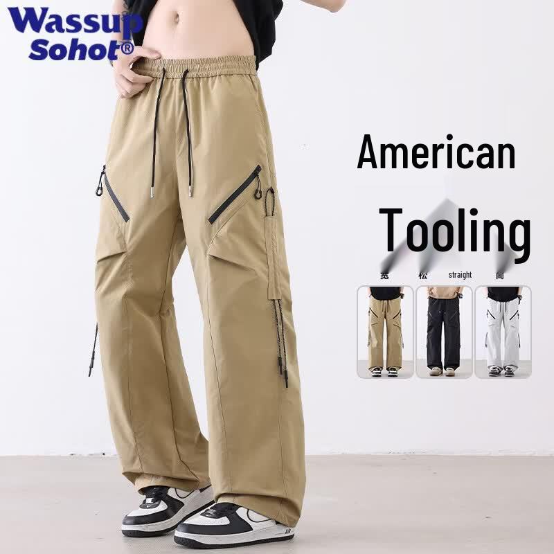 

Wassup Sohot Men s Casual Wide-Leg Cargo Pants M