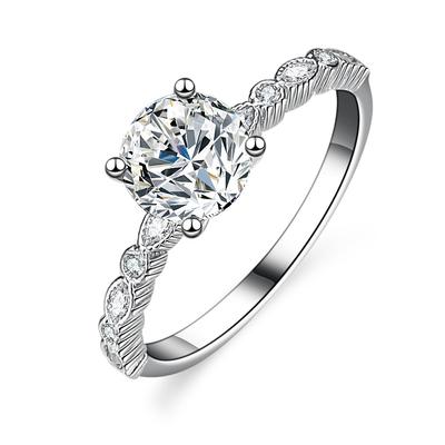D Color 1ct Moissanite Diamond Ring Women's Silver Ring Four-claw Flash Diamond Diamond Ring Wedding Ring Proposal Diamond Ring Gift for Girlfriend