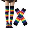 Fingerless Gloves Arm Warmers Over-the-Knee Socks Halloween Costume Matching Thigh High Socks and Arm Sleeves, One Coordinated Set for Themed Setting,