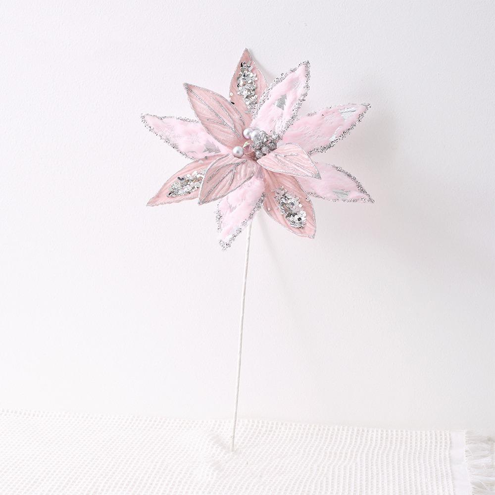 Simulated Xmas Tree Flower Large Glitter Artificial Christmas Flower  Wedding Decoration