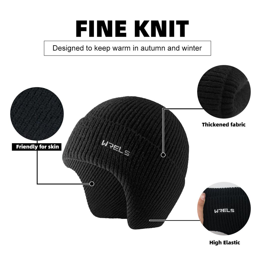 WRELS Winter Beanie Thermal Windproof Cycling Ear Protection Skiing Hiking Cold-proof Knitted Cycling Unisex Earflap Cap