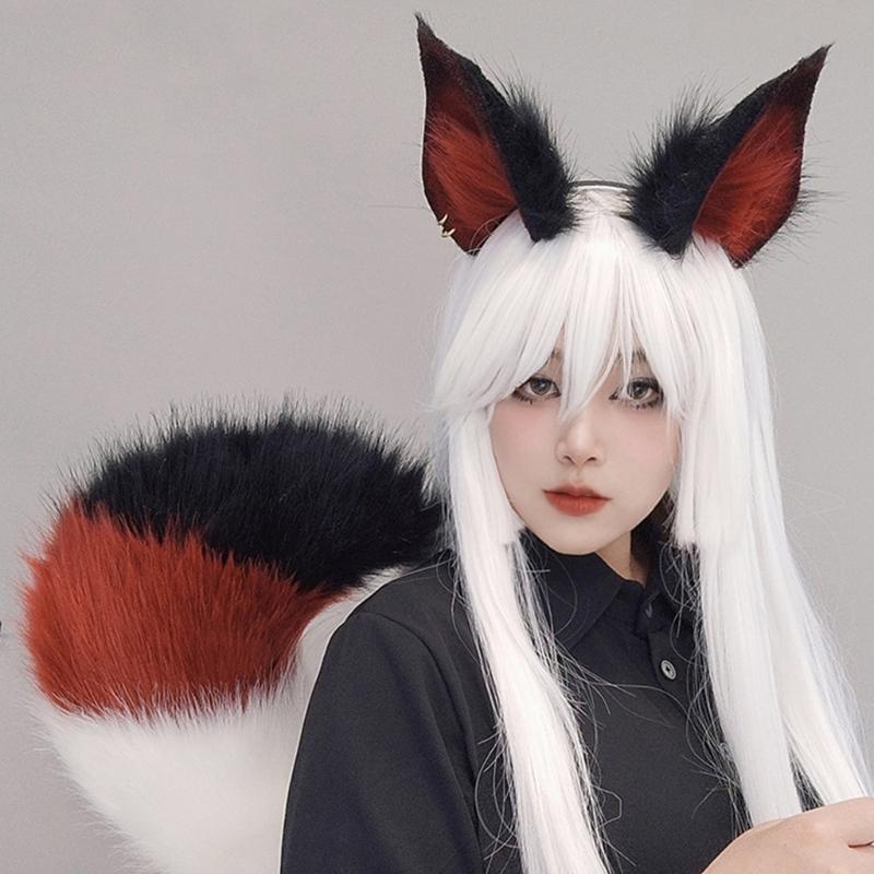 Cute Fox-Anime Beast Tail Handmade-Fox Ear Headband Lovely-Fox Tail Themed Party Costume Cosplay Props for Festivals