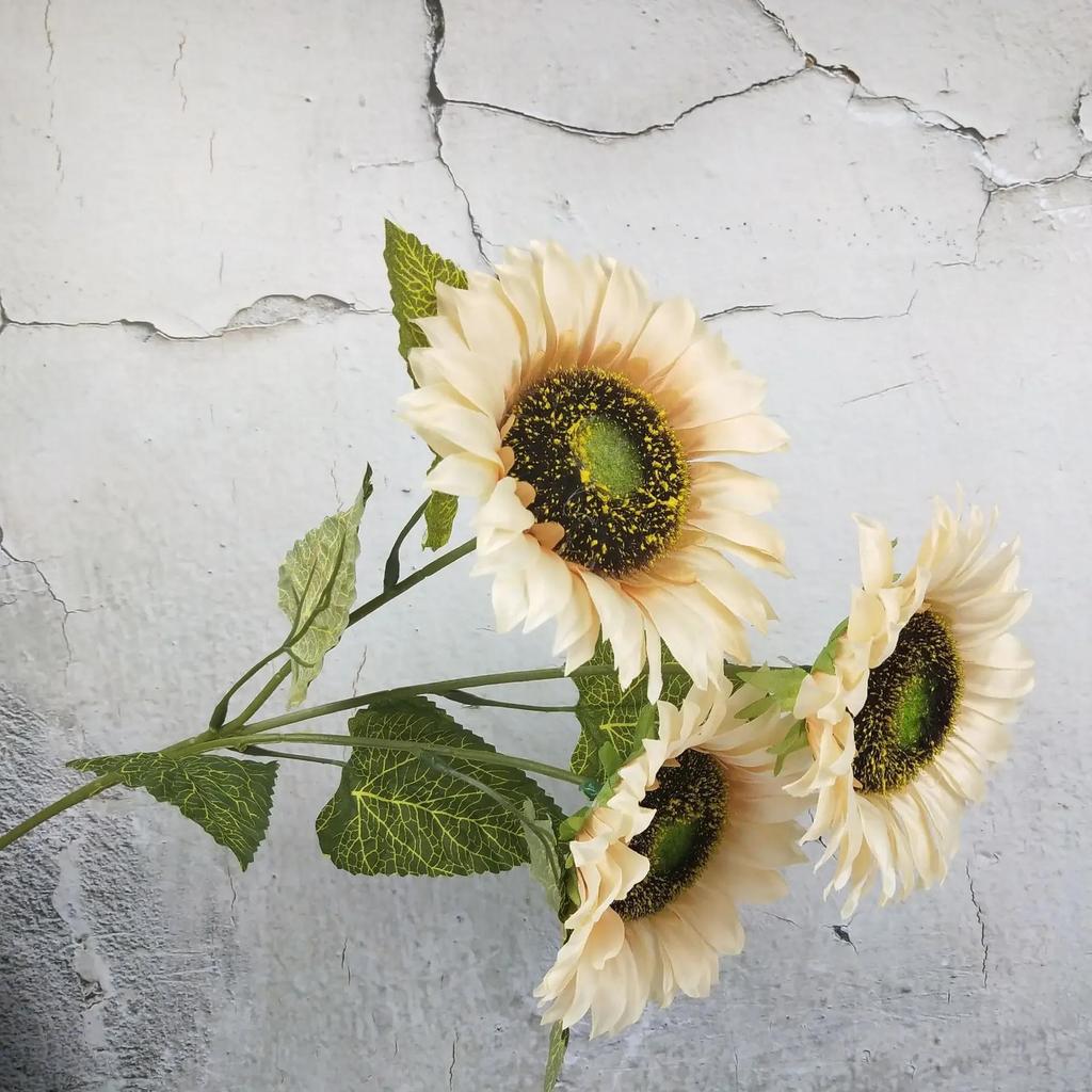 3 Heads/Bunch Decorative Wedding Decor DIY Craft Fake Flores Bouquet Artificial Flower Silk Sunflower Home Accessory 2024