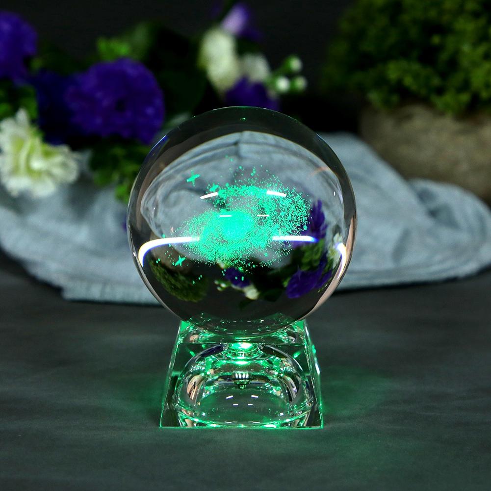 K9 Crystal Photography Prop Decoration Art Decor Crystal Ball with Luminous Base