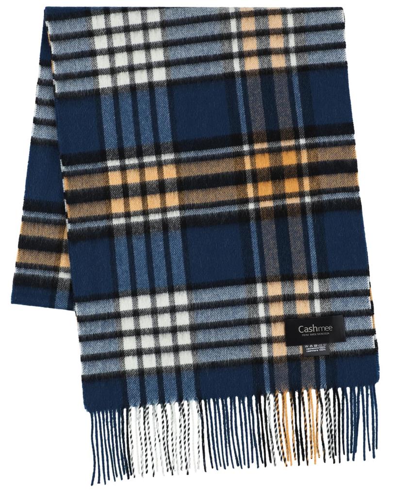 Cashmee ch33 Cashmere Premium Quality Cashmere Tartan Check Wave Scarf Sirius and BLUE GRIFFITH 100% Men's Women's (JAY (DW17))