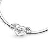 925 Sterling Silber „By Your Side“-Herz-Armreif, passend für Original-Charm-Anhänger, als Geschenk für Mädchen und Frauen