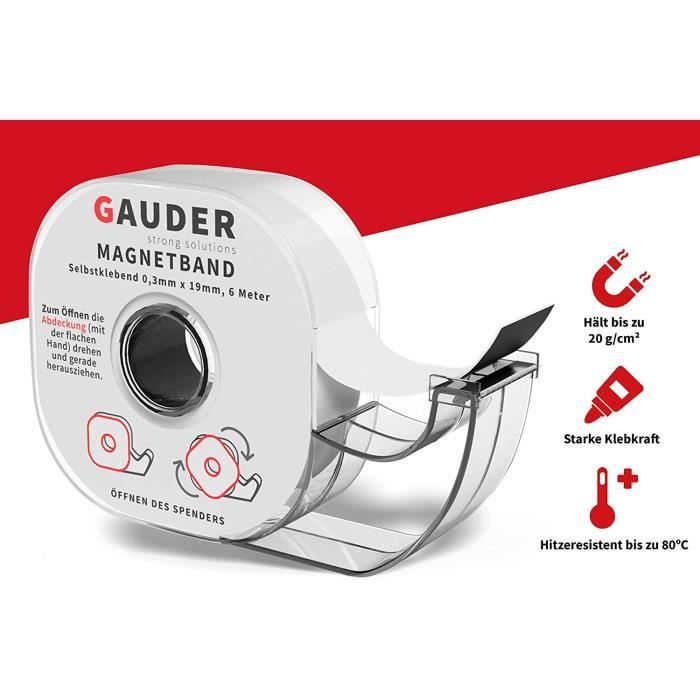 GAUDER Magnetic Tape Dispenser | Adhesive Magnetic Tape | Self-Adhesive Magnetic Roll