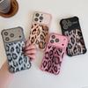 Leopard Print Large Window Phone Case For iPhone 17 16 15 14 13 Pro Max Soft Corner Shockproof Silicone Cover