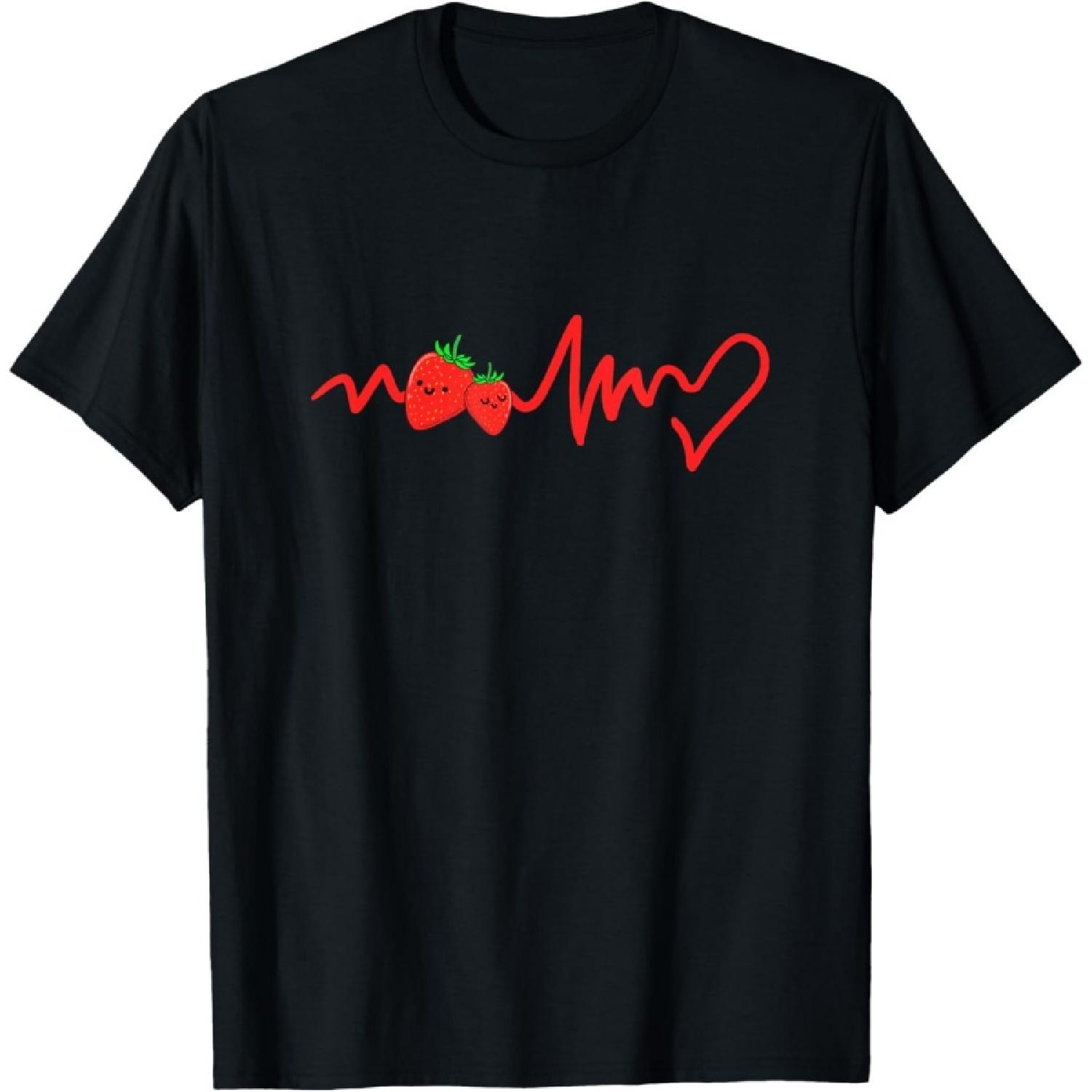 Strawberry Couple Heartbeat Strawberry Valentines Day T-Shirt S