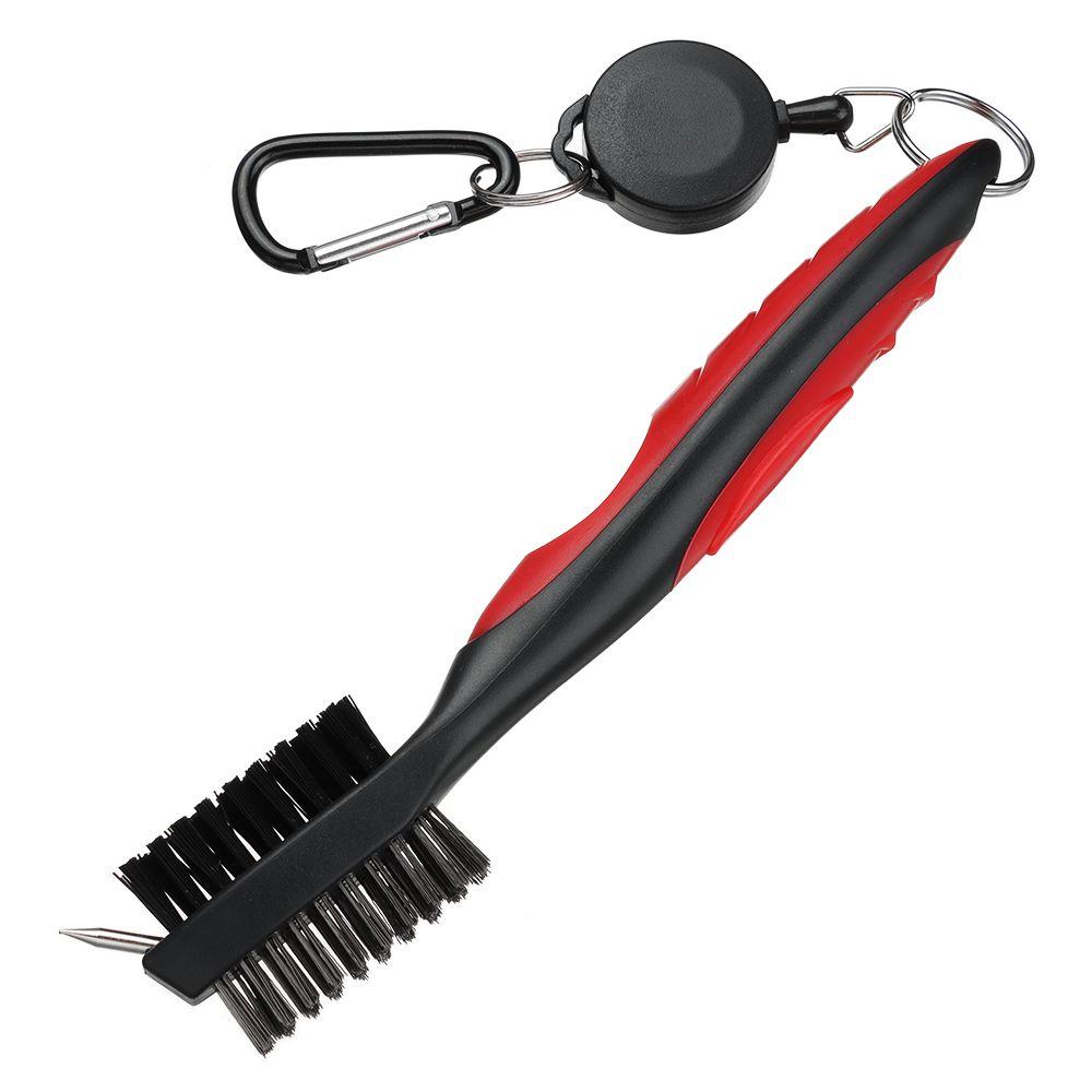 Retractable Double Sided Irons Woods Clip To Bag Groove Cleaner Golf Club Brush Cleaning Tool