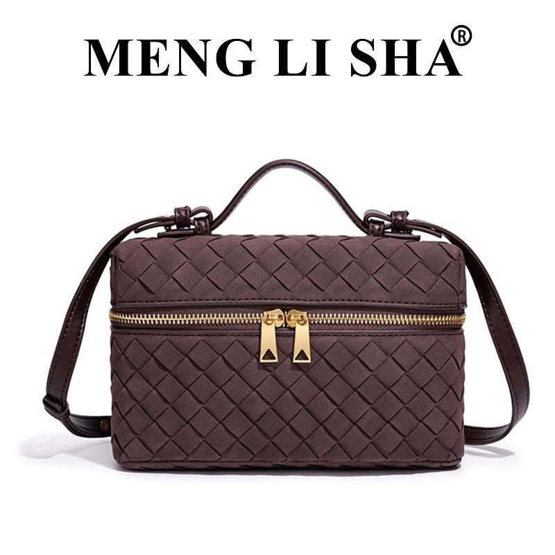 Autumn and winter new matte suede hand-woven portable lunch box bag women s commuter shoulder messenger box bag кофейный
