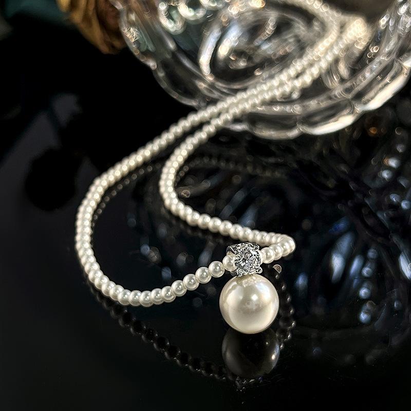 

Jewelry Pearl Set Necklace Silver Needle Earrings Classic Daifei Imitation Australian White Women s Fashion Retro High-end