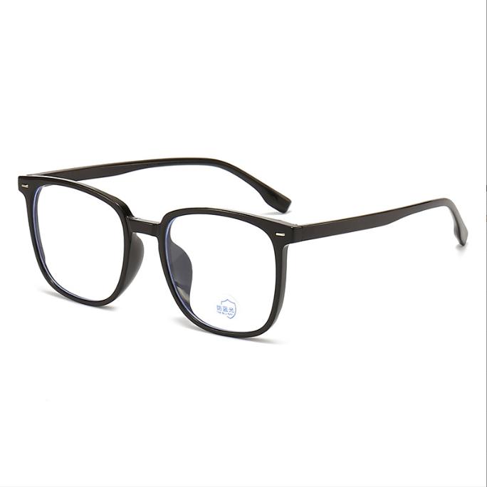 Fashionable Square Myopia Glasses for Men and Women, Flat Light Glasses, Polygonal Glasses, Soft Black Anti Blue Light Glasses