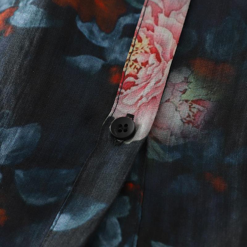 DIMANAF New Plus Size Women Floral Print Tops Shirts Tees Casual Loose Blouse Autumn Cotton Long Sleeve 2025