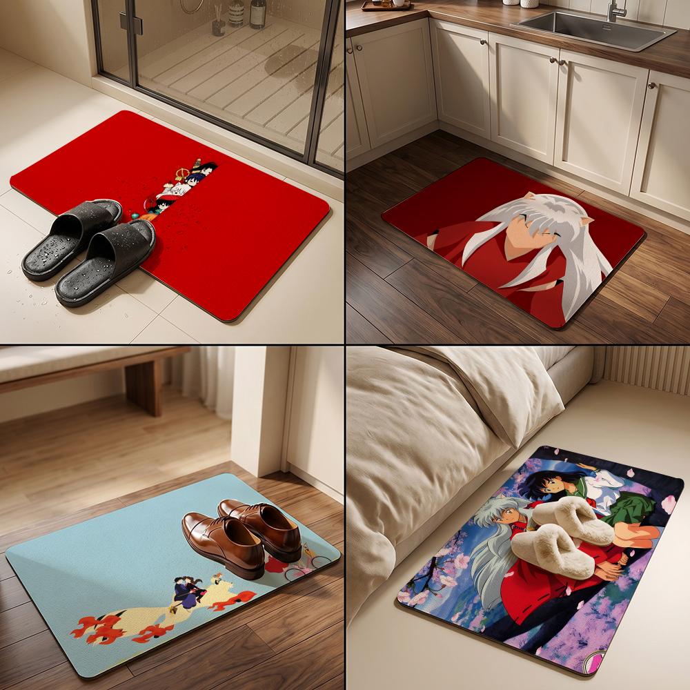I-Inuyashas Anime Floor Mat Diatomite Bath Mat Super Absorbent Non-slip Easy To Clean Suitable For Bathroom Kitchen