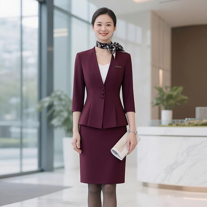 

Tluoman Women s Professional 3/4 Sleeve Blazer Suit Set S
