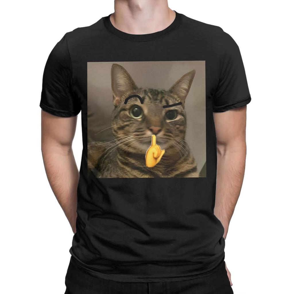 2025 Summer Funny Smoking Cat Meme Men's T Shirts Funny Tees Short Sleeve Round Collar T-Shirts 100% Cotton Plus Size Tops Tees