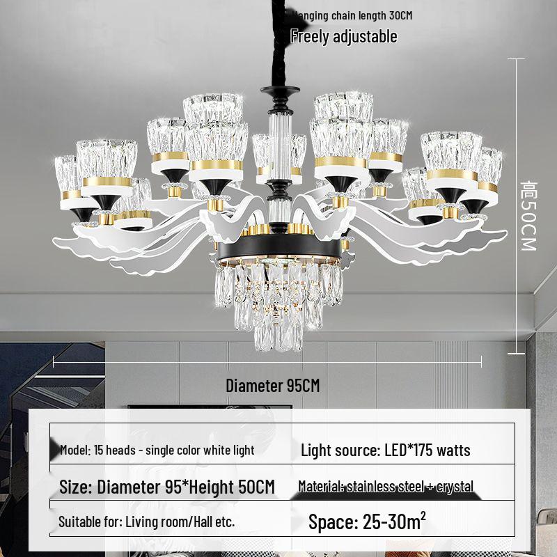Luxury Modern Crystal Chandelier for Living Room - Elegant Luminous Fixture
