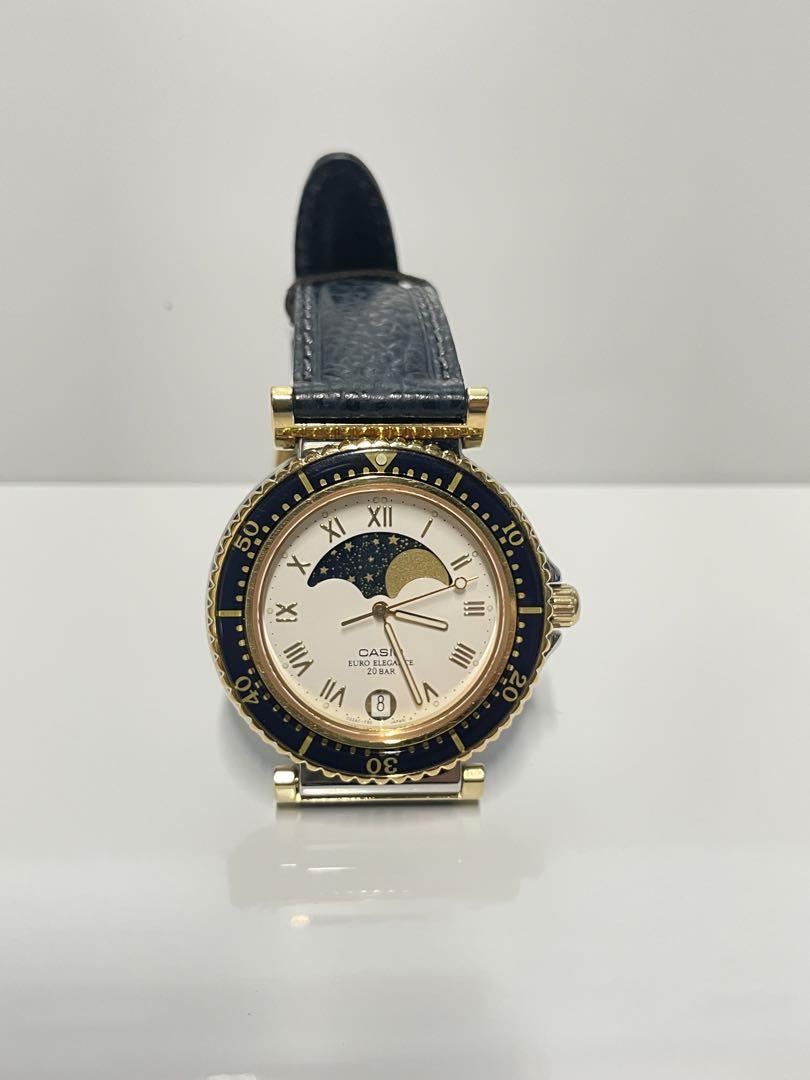 

[USED] CASIO Moon Phase Watch, Gold/Black, Marlin, Vintage