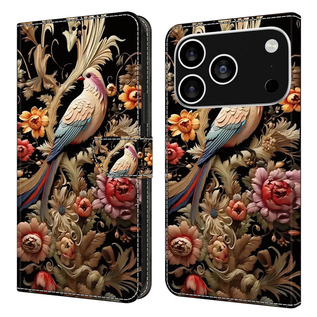 For iPhone 17 Pro Case PU Leather Wallet Phone Cover with Stand