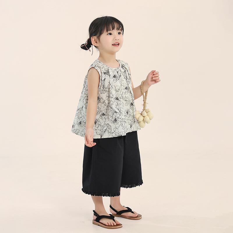 Summer Sleeveless Vest Tank Tops Shorts Set for Girls Tank Top + Shorts Kids 2 Piece Cotton Casual Outfits Set Toddler Baby Girl Cute Clothing Set