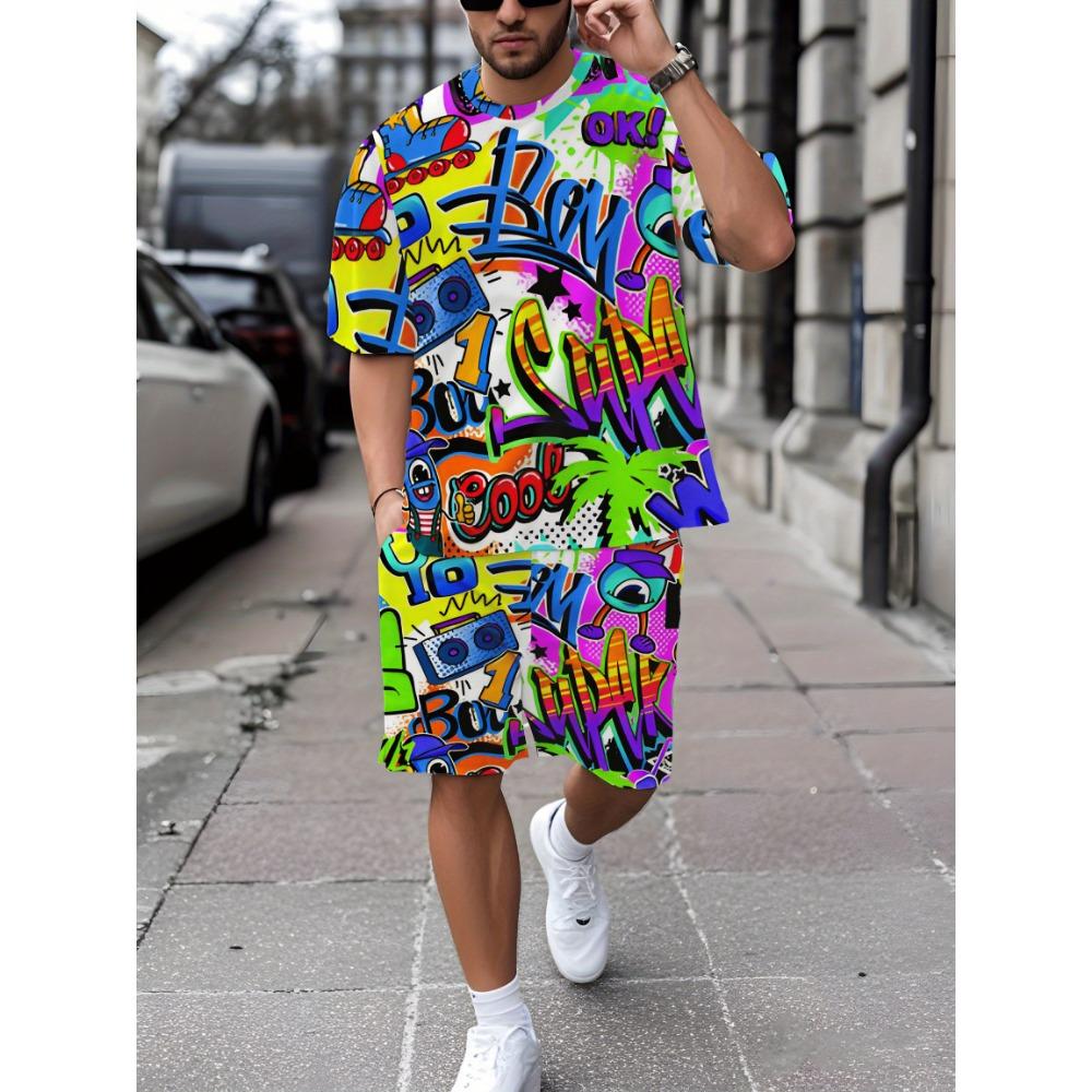 Täglich Lässig Herren T-Shirt und Shorts Set Urban Street Fashion Herren Kurzarm Outdoor Sport Herren Shorts