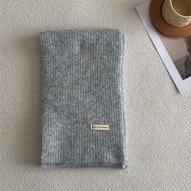 Luxury Women's Scarf Autumn/Winter New Solid Color Korean Knitted Wool Blended Warm Shawl Fashion Versatile Scarf