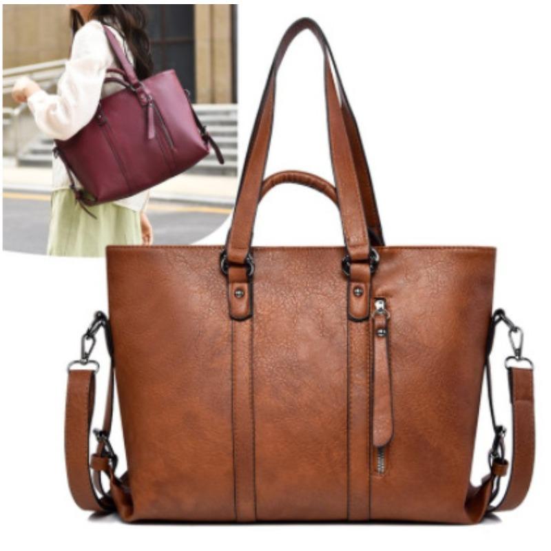 New European and American Fashion PU Soft Leather Large Capacity Tote Bag, Single Shoulder Carrying Crossbody Bag Wholesale