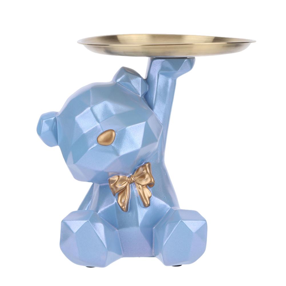 Bear Storage Tray Geometric Bear Key Bowl Multifunctional Key Holder Figurine Decorative Jewelry Candy Tray for Tabletop Decor