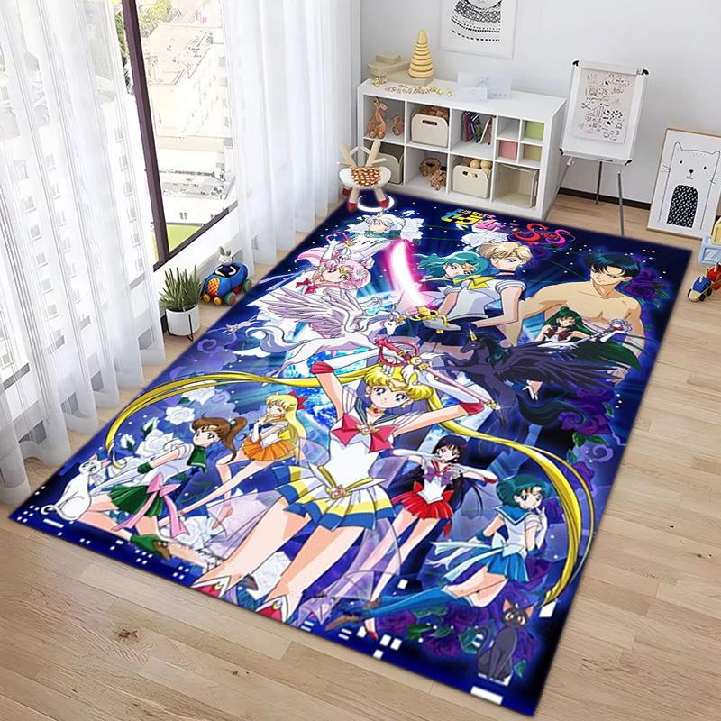 Cute cartoon theme Sailor Moon Tsukino Usagi cartoon rug Multifunctional household anti-slip decorative door mat, outdoor floor mat, and carpet Y14