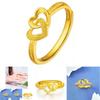 Delightful Gold-plated Adjustable Ring Featuring Double Heart Shape Enchanting Jewelry For Ladies