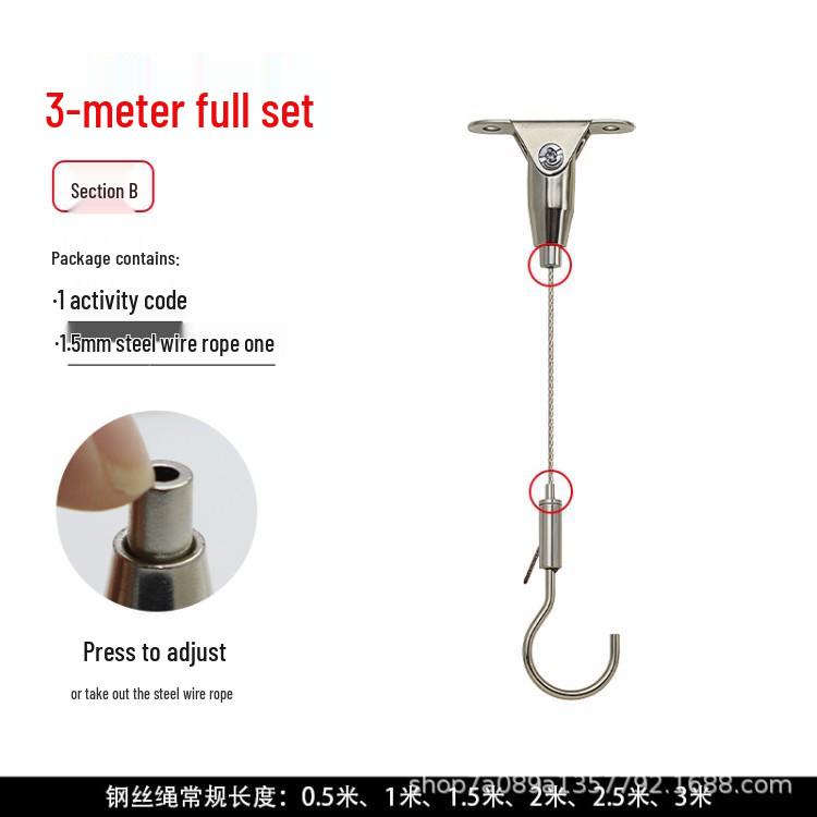 Stainless Steel Adjustable Wire Rope Hanging Hook for Art & Picture Displays