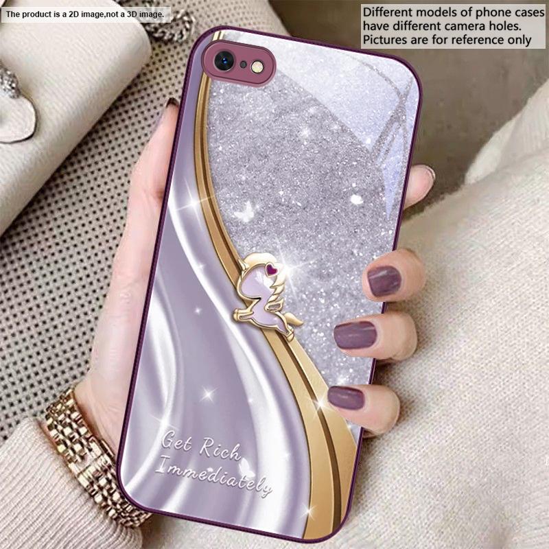 Ein verträumtes lila Einhorn Für iPhone 17 Air 16 E 15 14 13 Plus 12 mini 17 Pro Max 11Pro XR Xs 16E 7 8 11 Gehärtetes Glas Handyhülle