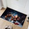 Santa Claus Reindeer Sleigh Christmas Doormat, Winter Night Non Slip Entrance Floor Rug