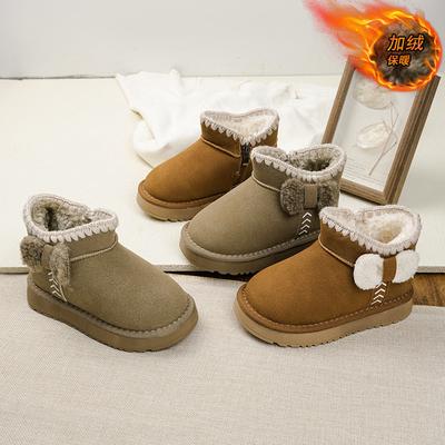 Children's Snow Boots New Winter Girls Snow Cotton Baby Shoes Winter Shoes Piled Thickened Cotton Shoes Northeast