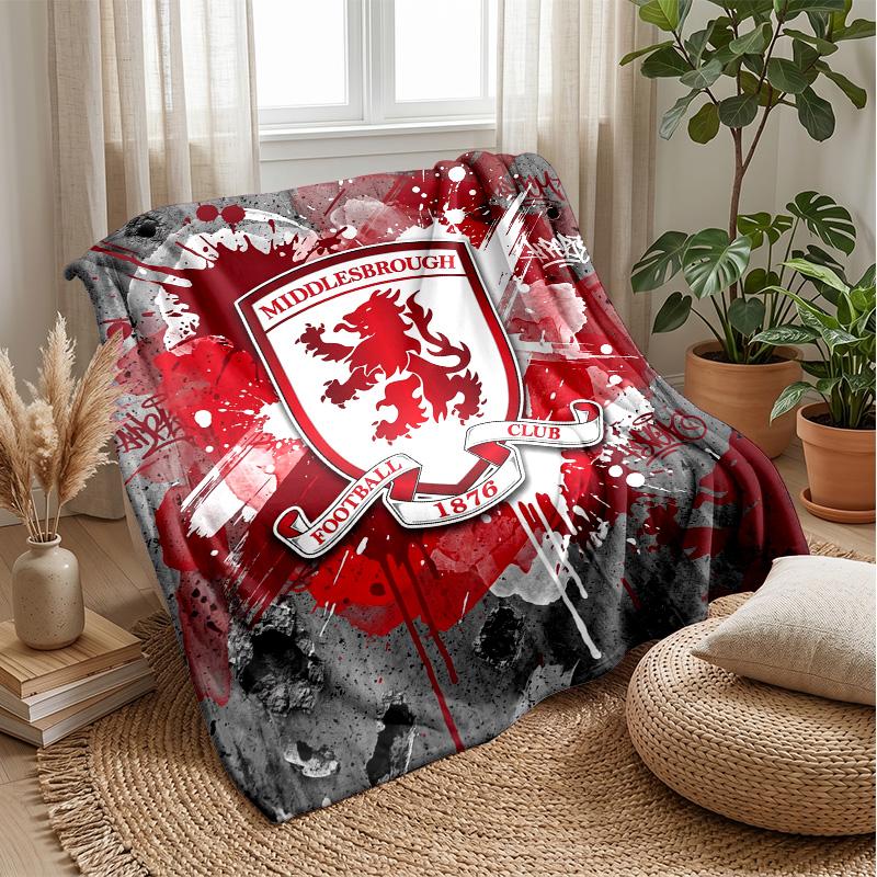 Middlesbrough FC Coperta Morbida in Pile di Flanella Leggera Accogliente Calda Plaid per Divano Letto Decorazione Casa