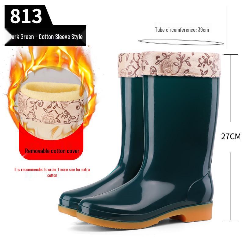 Simple Four Seasons Waterproof Women's High-Top Rain Boots and Shoes for Labor Protection and Cleaning