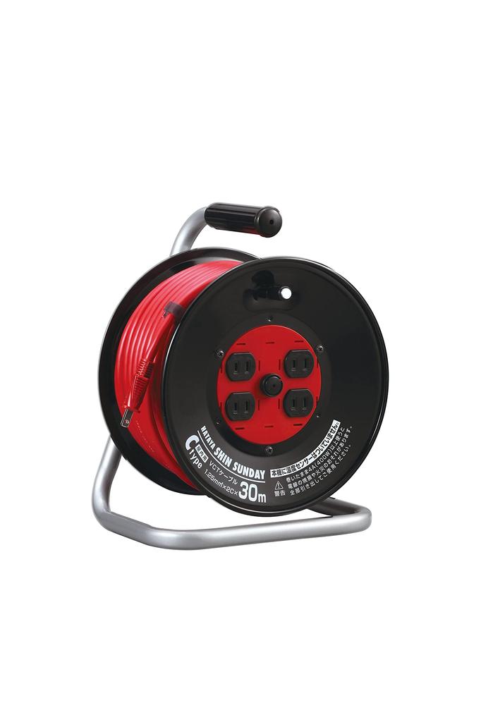 HATAYA Shinsundae 30m Standard 4 with Dustproof for Home Use C-30 Reel, Indoor, 100V, Cord, 1.25mm Diameter, Type, Outlets, Shutter,