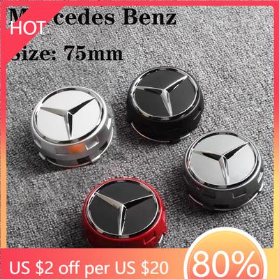New 2025 Hot 4pcs 75mm Black Red Raised Car Styling Wheel Center Cap Hub Covers Badge Car Accessories For Mercedes Benz AMG A000