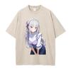 Emilia Re ZERO Starting Life In Another World Anime Clothing Men Women T-shirts Washed T Shirt Retro Cotton Tshirt Harajuku Tops