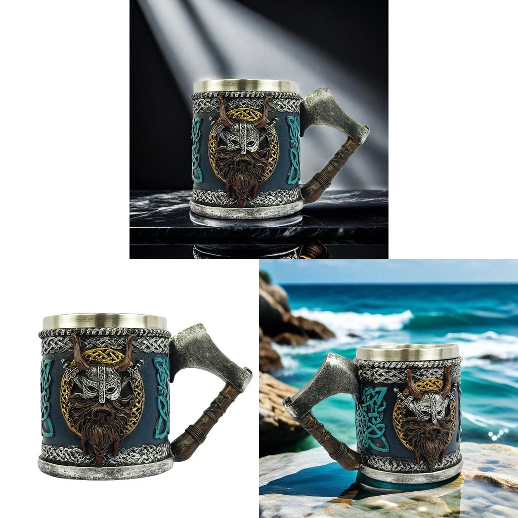 Wikingerbecher 450ml Harz Bierkrüge Mit Kampfax Design Für Fans Und Sammler