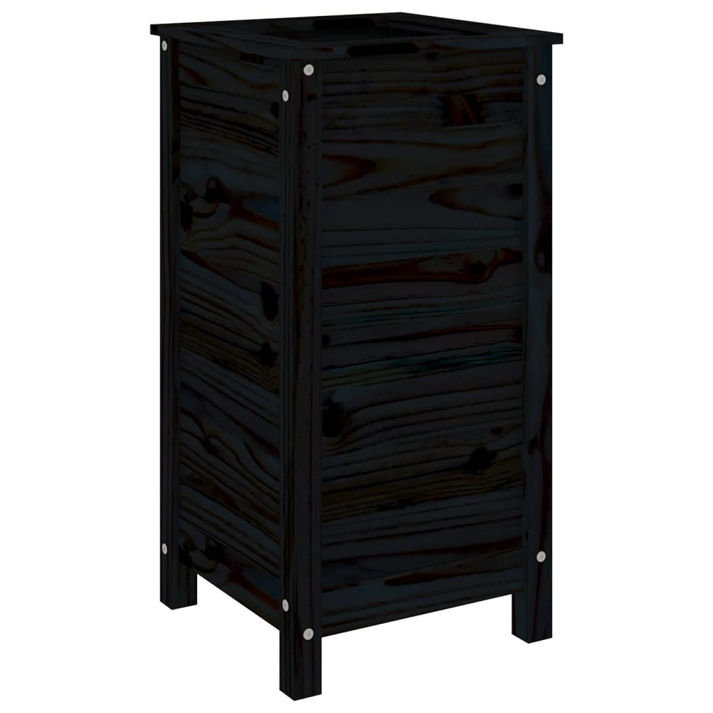 Plant Pot Black 40x40x78 Cm Solid Pine Wood