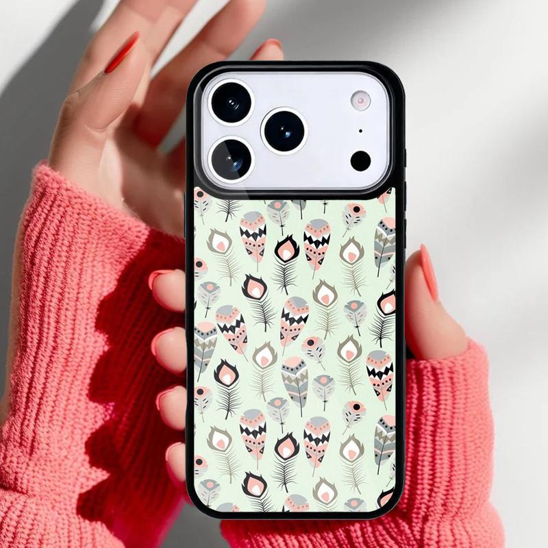 Watercolor Feather Pattern Design Phone Case for iPhone 17 Air 16e 15 14 13 Pro Max Back Cover for 12 11 Pro Coque