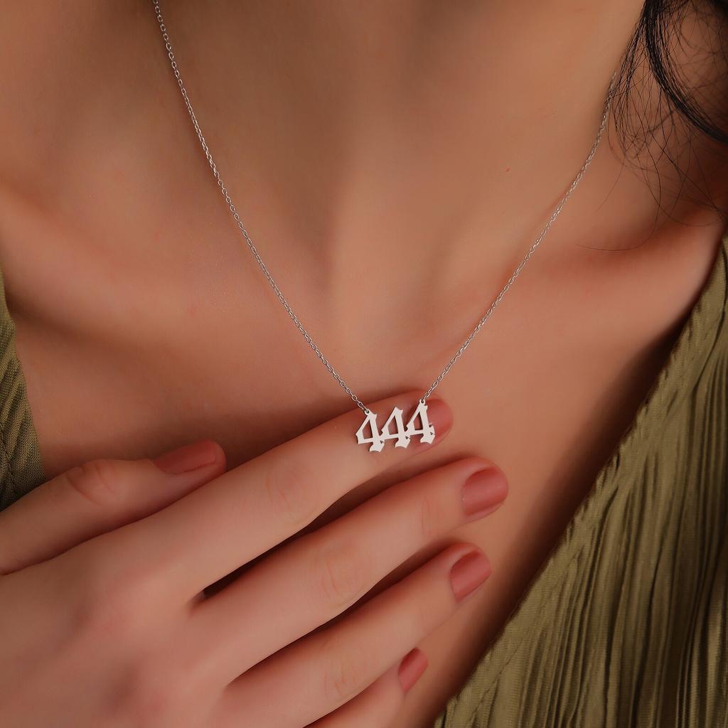 Angel Number Necklaces For Women 111 222 333 555 666 777 888 999 444 Devil Necklace Stainless Steel Pendant Men Bff Goth Jewelry