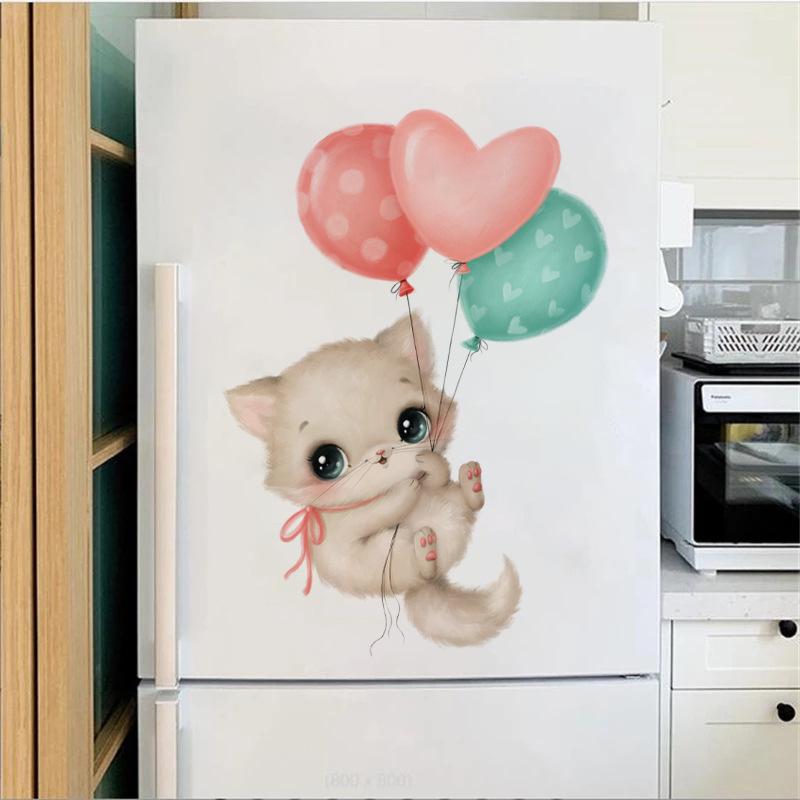 1Pc Hand-Paint With Balloons Cats Wall Stickers For Children Room Kids Room Decor Wall Decals Bedroom Home Decoration
