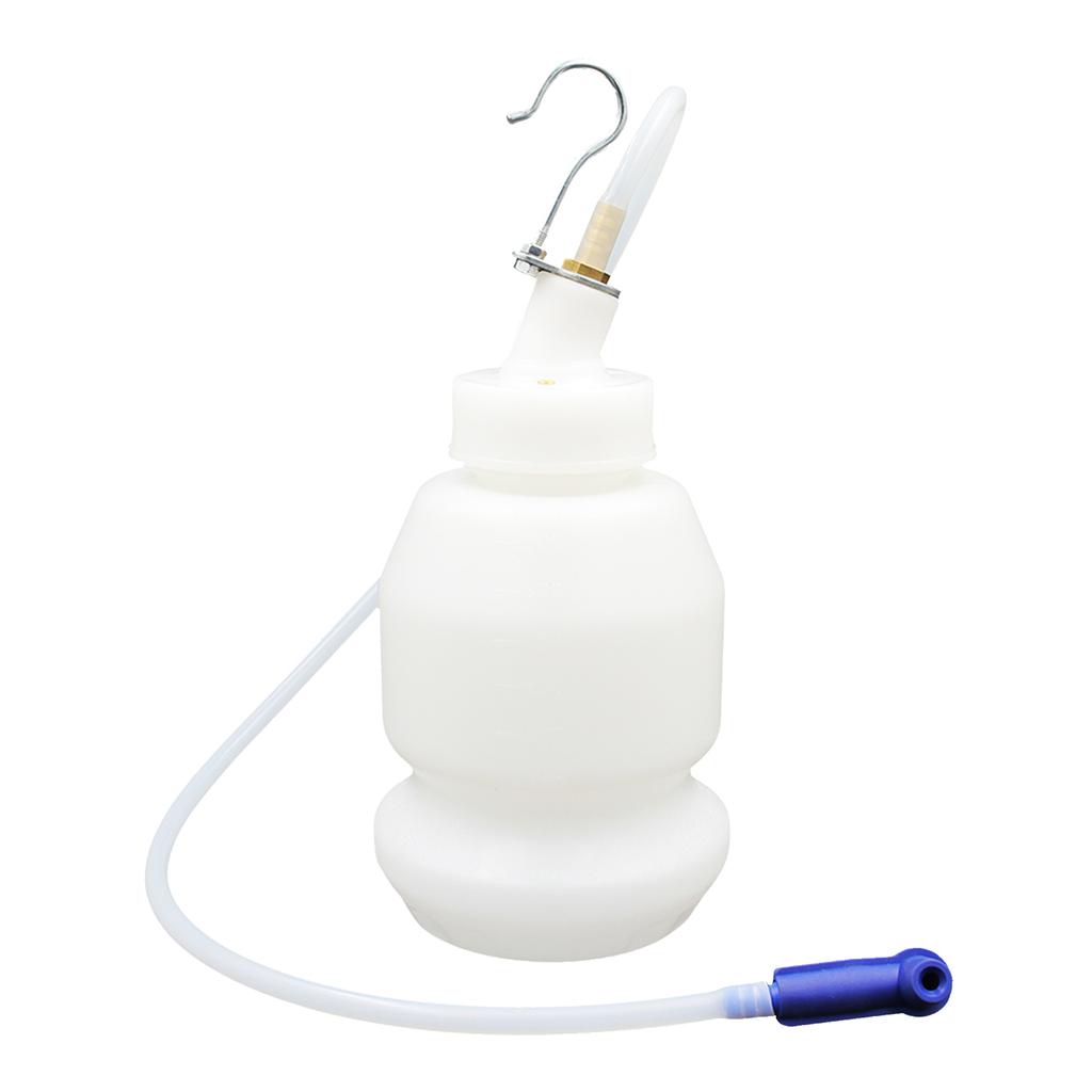 Brake Bleeder Bottle 1L Auto Brake Fluid Extractor with Silicone Hose Hanging Hook, White