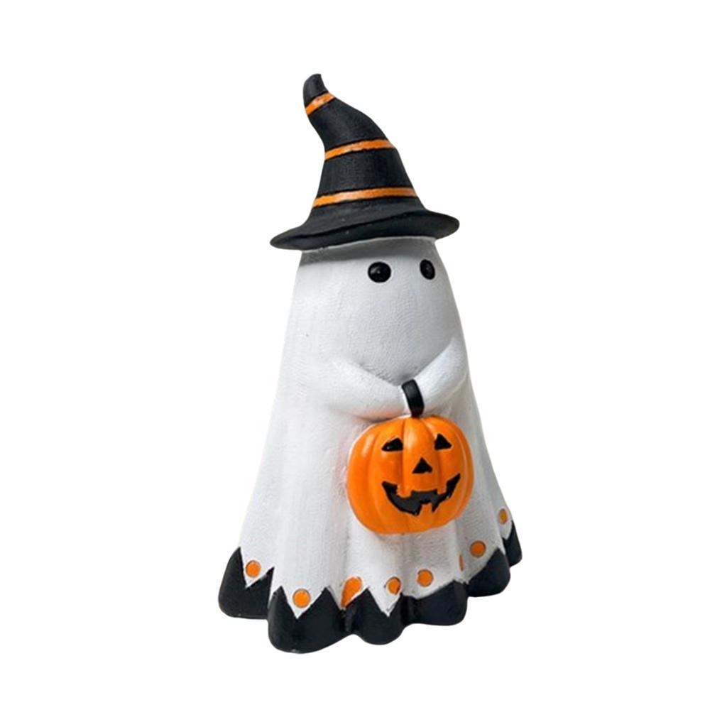 Cute Ghostly Pumpkin Figures Ornament for Halloween Quality Crafted Resin Ghost Figures Decoration for Home & Office