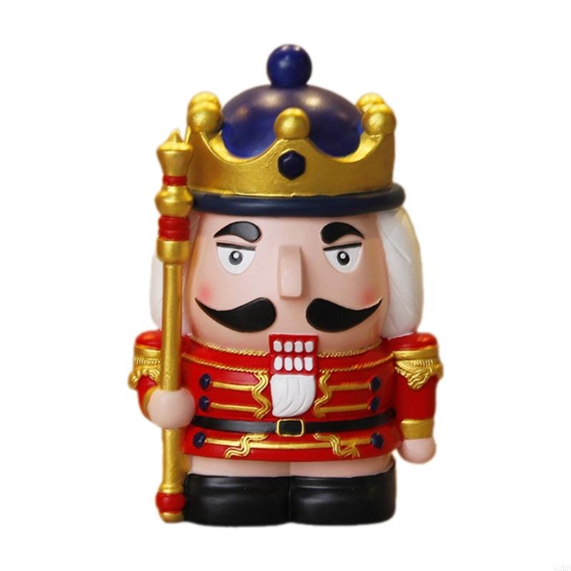 62KD Decorative Nutcrackers Figure Coin Banks Resins Christmas Figurine for Saving and Seasonal Cheer