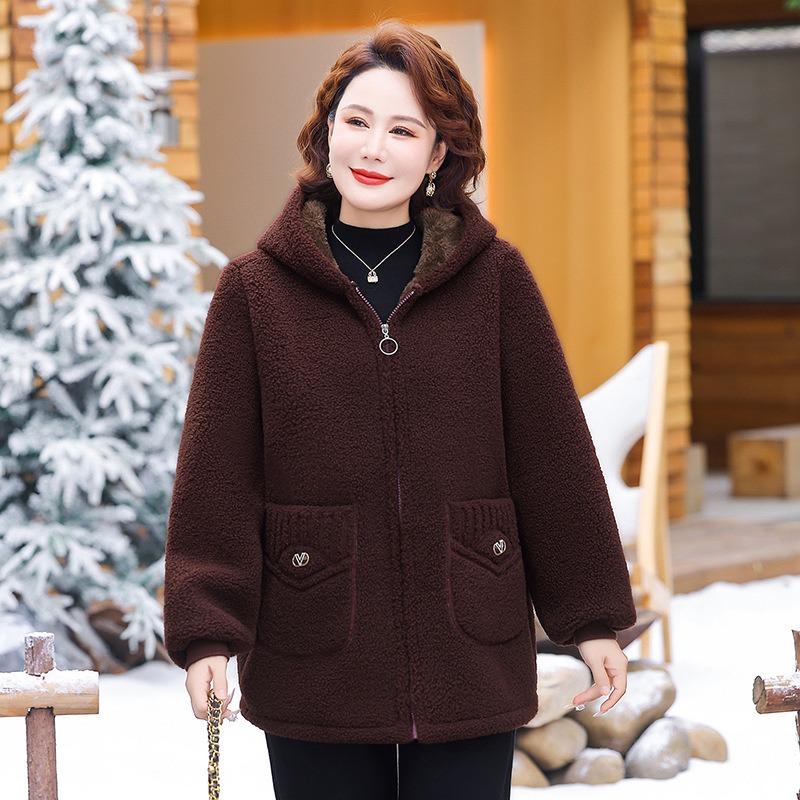 Granular fleece hooded padded jacket, fleece thickened padded jacket, new winter padded jacket