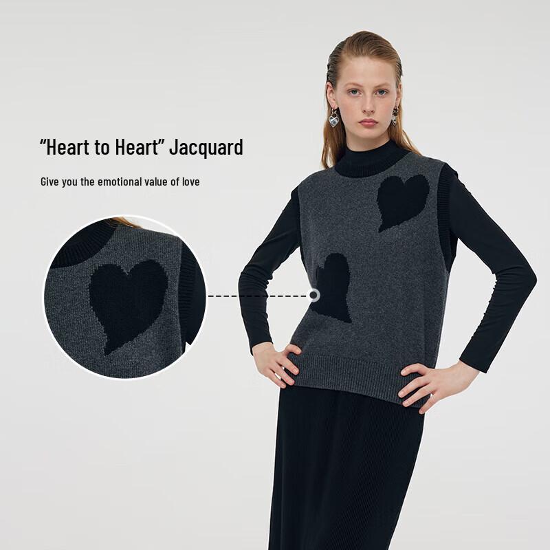 GOELIA Women's Heart Jacquard Vest & Knit Top Set